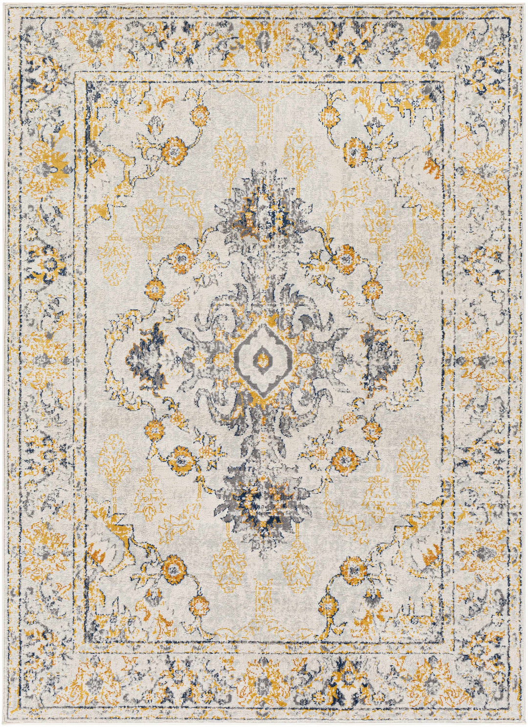 Mistley Traditional Style Yellow And Gray Area Rug