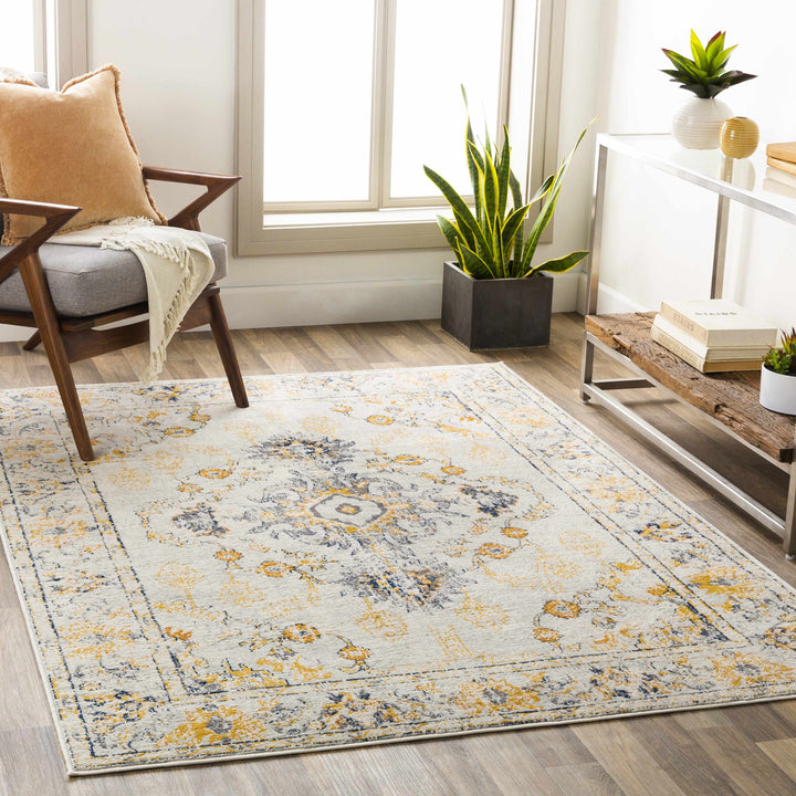 Mistley Traditional Style Yellow And Gray Area Rug