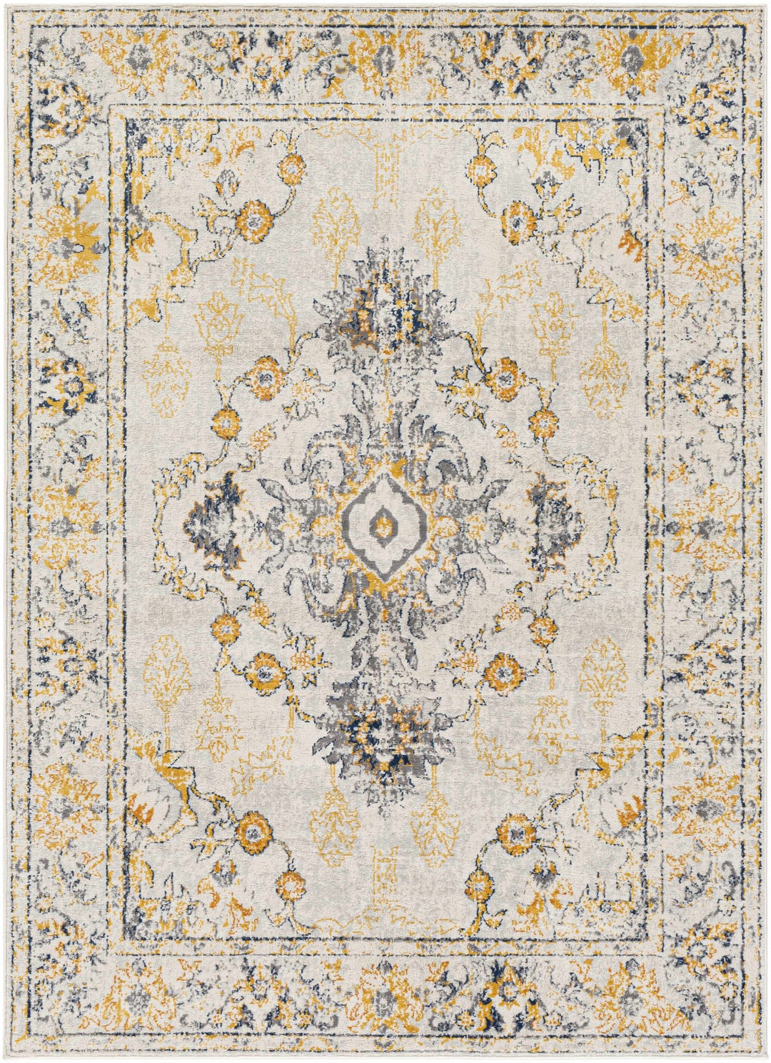 Mistley Traditional Style Yellow And Gray Area Rug - The Rug Decor