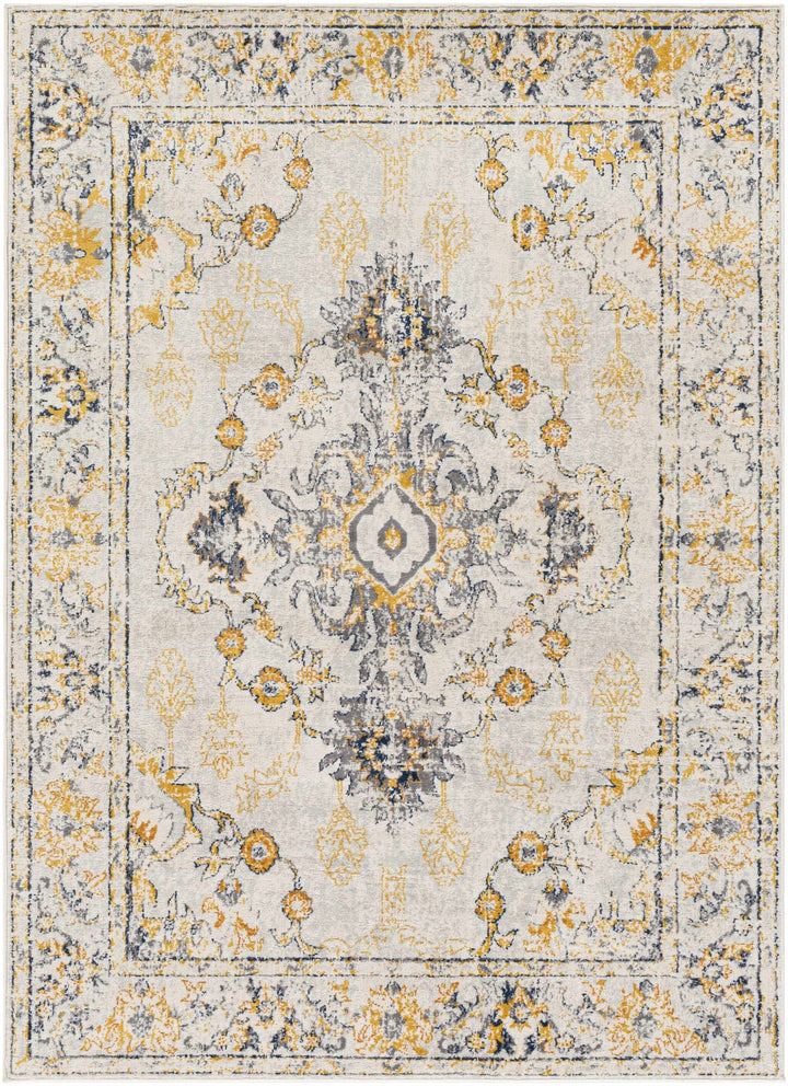 Mistley Traditional Style Yellow And Gray Area Rug - The Rug Decor