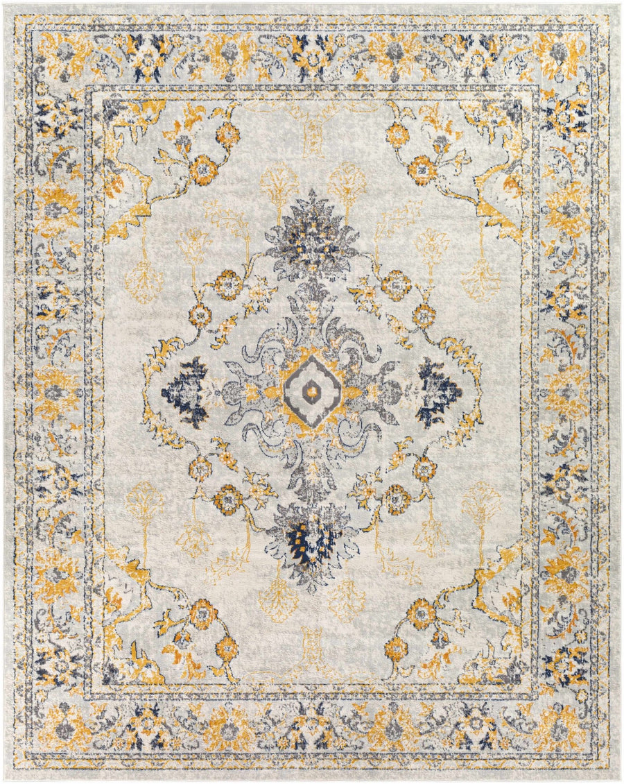 Mistley Traditional Style Yellow And Gray Area Rug - The Rug Decor