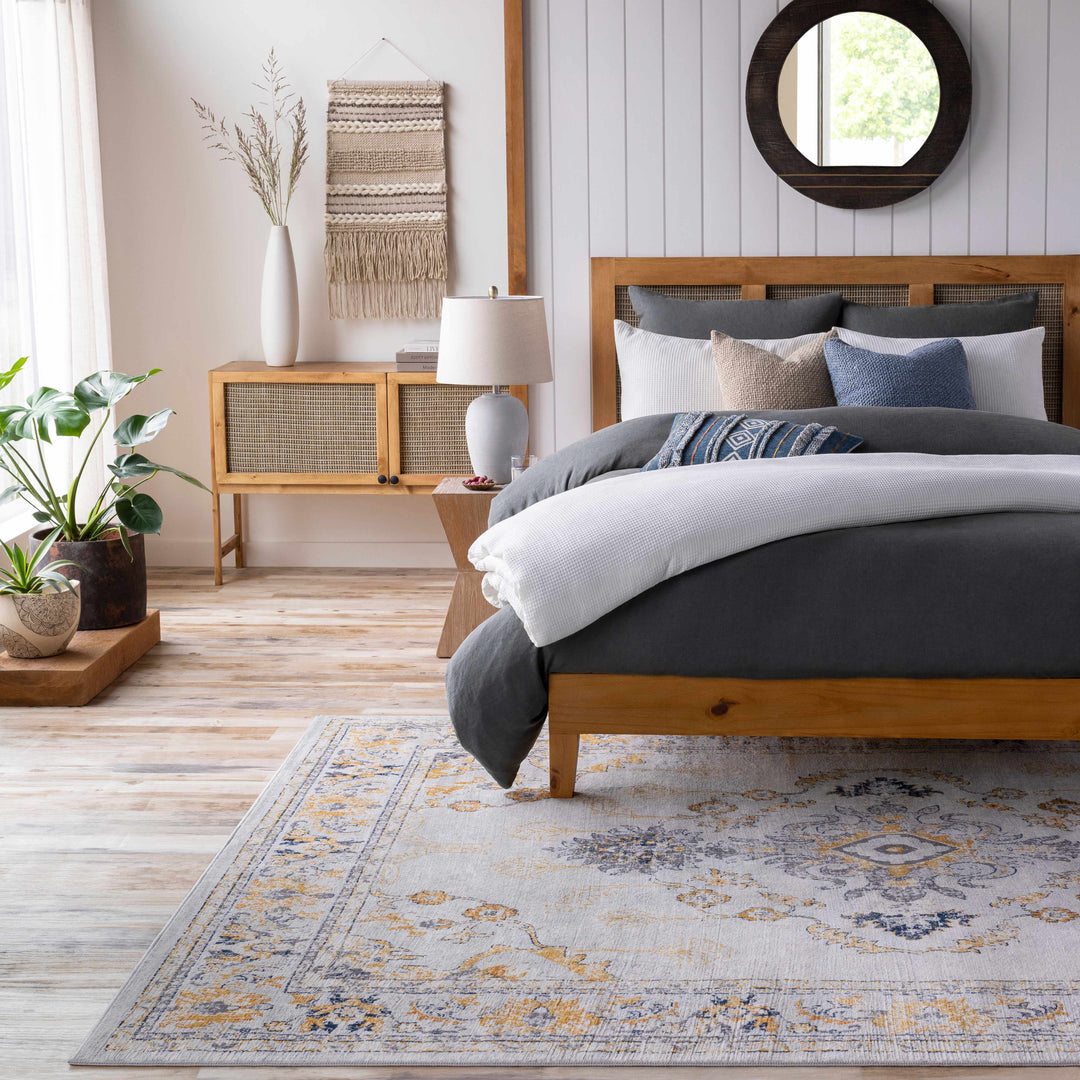 Mistley Traditional Style Yellow And Gray Area Rug