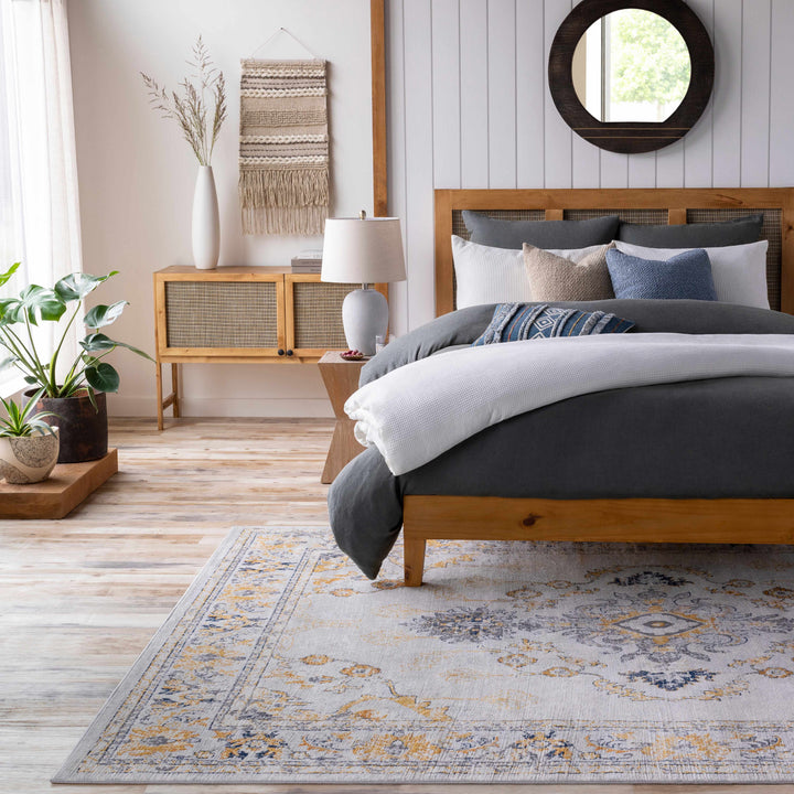 Mistley Traditional Style Yellow And Gray Area Rug