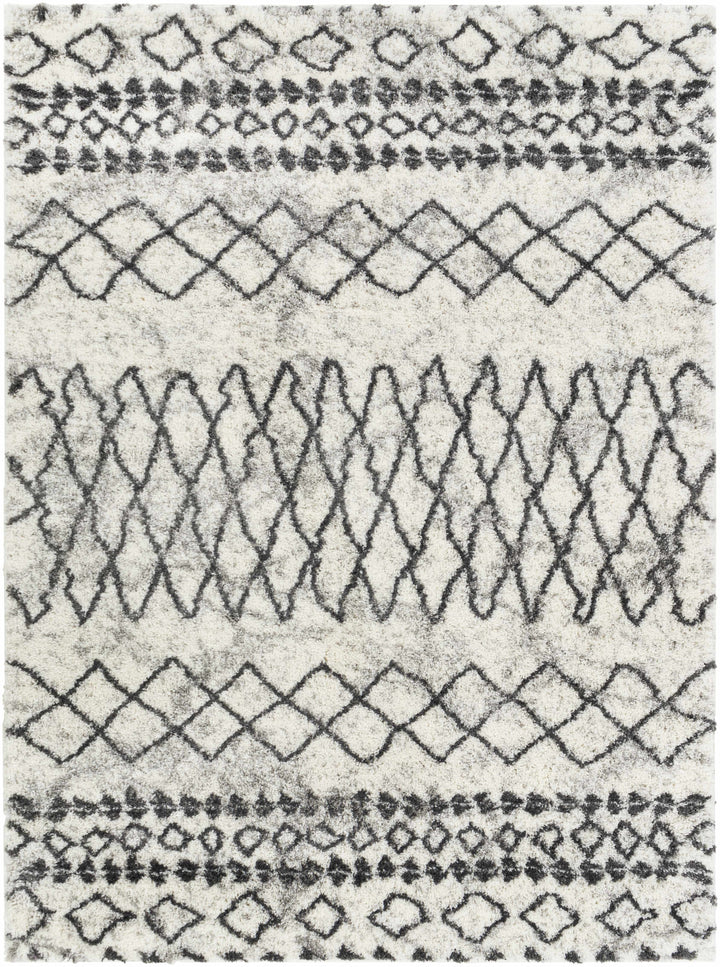 Moulden Modern Geometrical Design Ivory And Charcoal Area Rug
