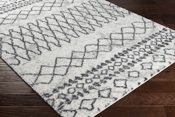 Moulden Modern Geometrical Design Ivory And Charcoal Area Rug