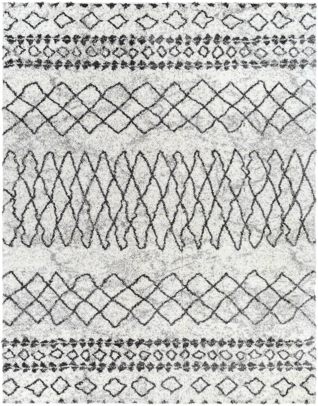 Moulden Modern Geometrical Design Ivory And Charcoal Area Rug