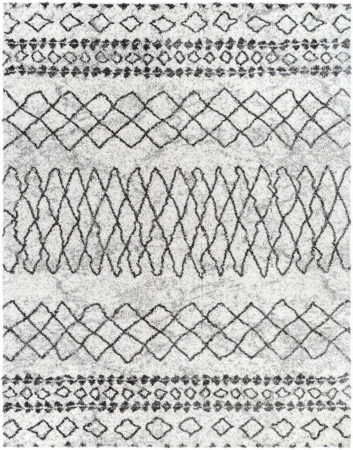 Moulden Modern Geometrical Design Ivory And Charcoal Area Rug