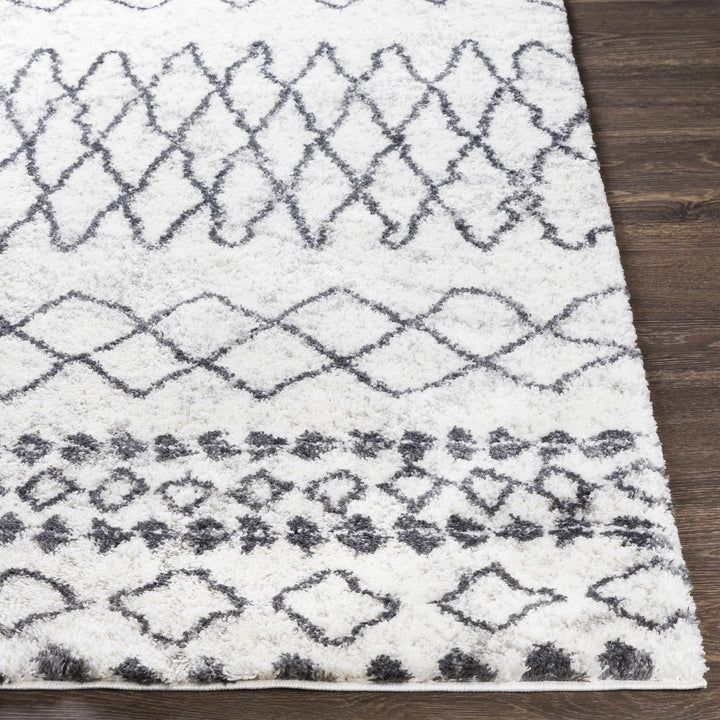 Moulden Modern Geometrical Design Ivory And Charcoal Area Rug