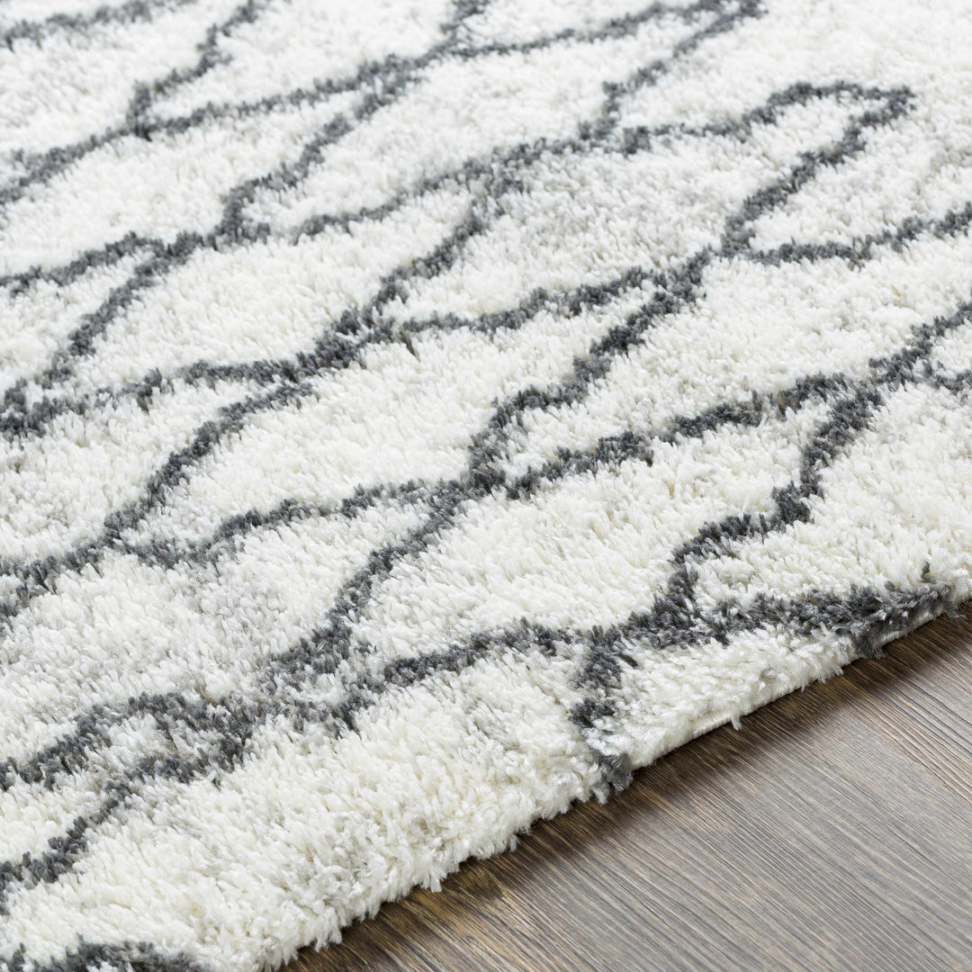 Moulden Modern Geometrical Design Ivory And Charcoal Area Rug