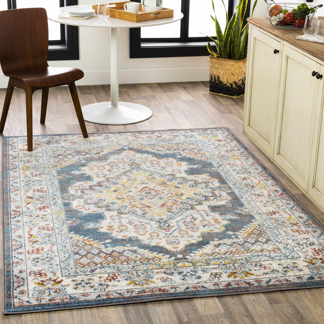 Millican Blue And Ivory Traditional Style Area Rug