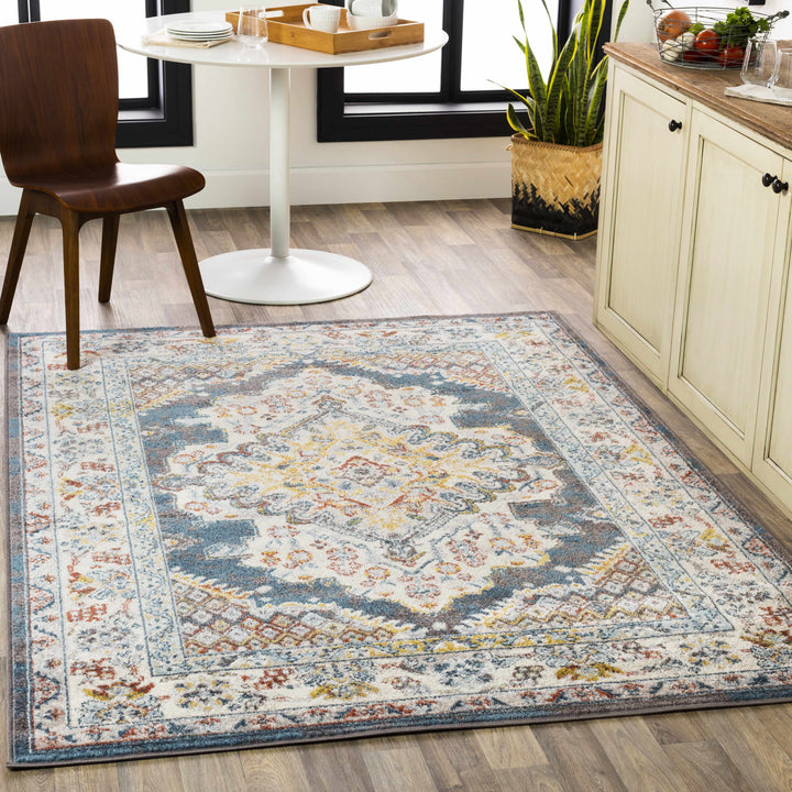 Millican Blue And Ivory Traditional Style Area Rug