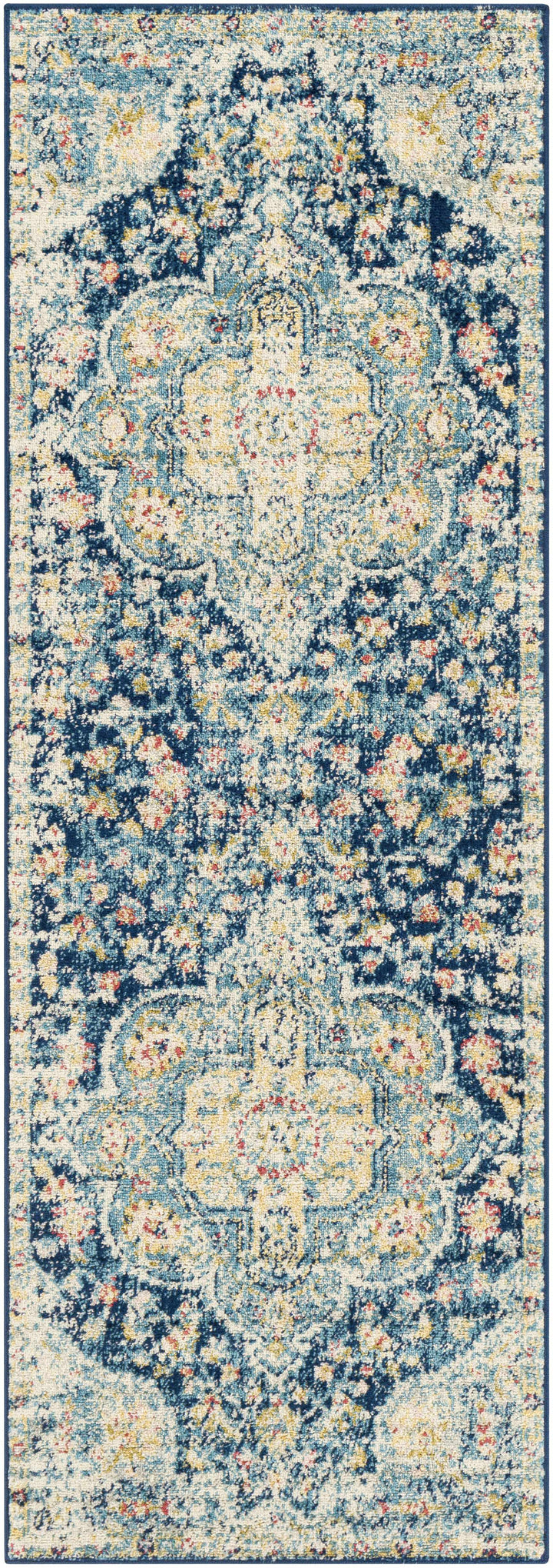 Mallacoota Traditional Medallion Design Blue Area Rug