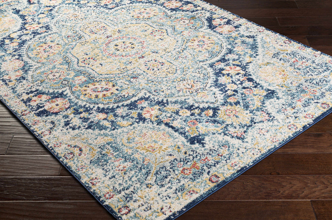 Mallacoota Traditional Medallion Design Blue Area Rug