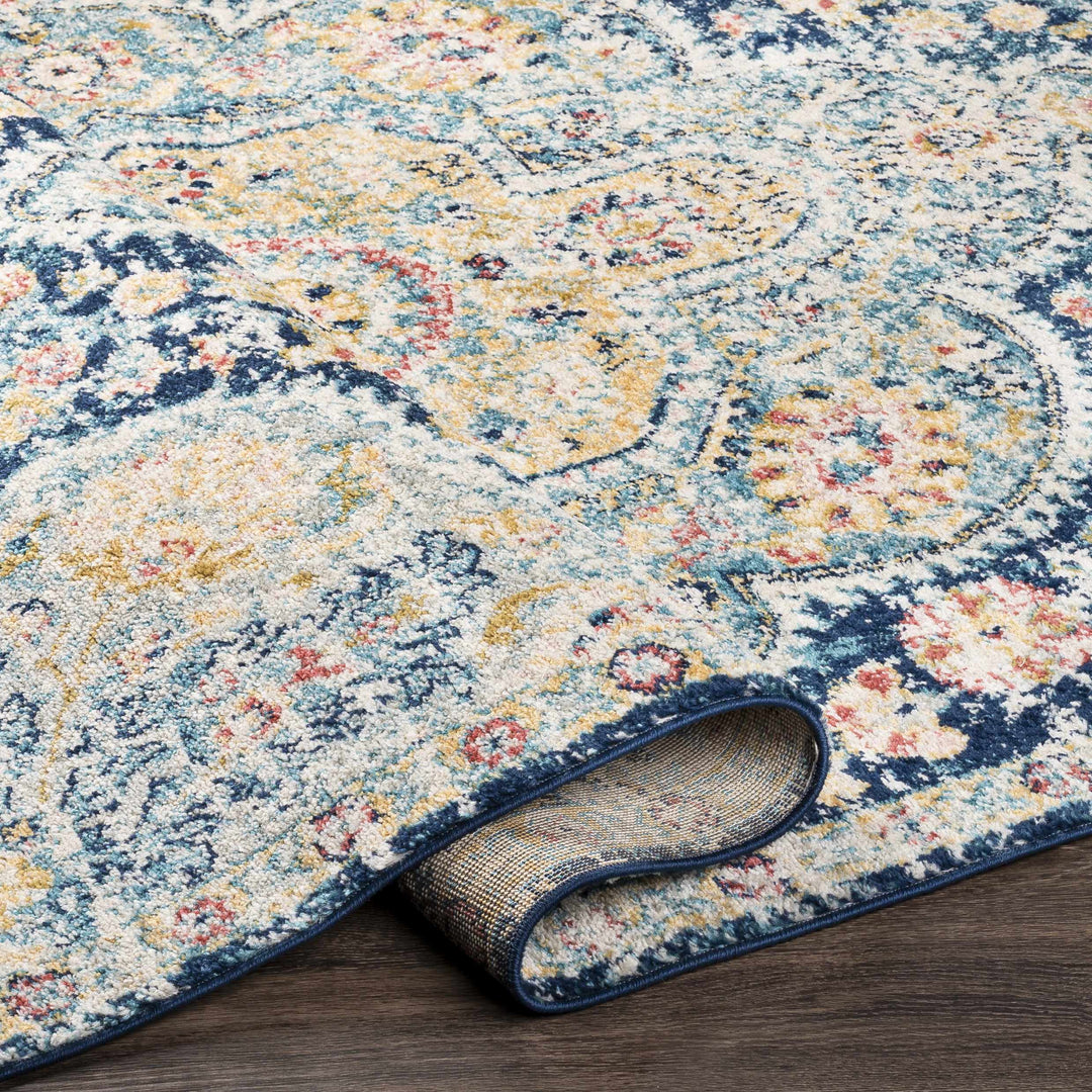 Mallacoota Traditional Medallion Design Blue Area Rug