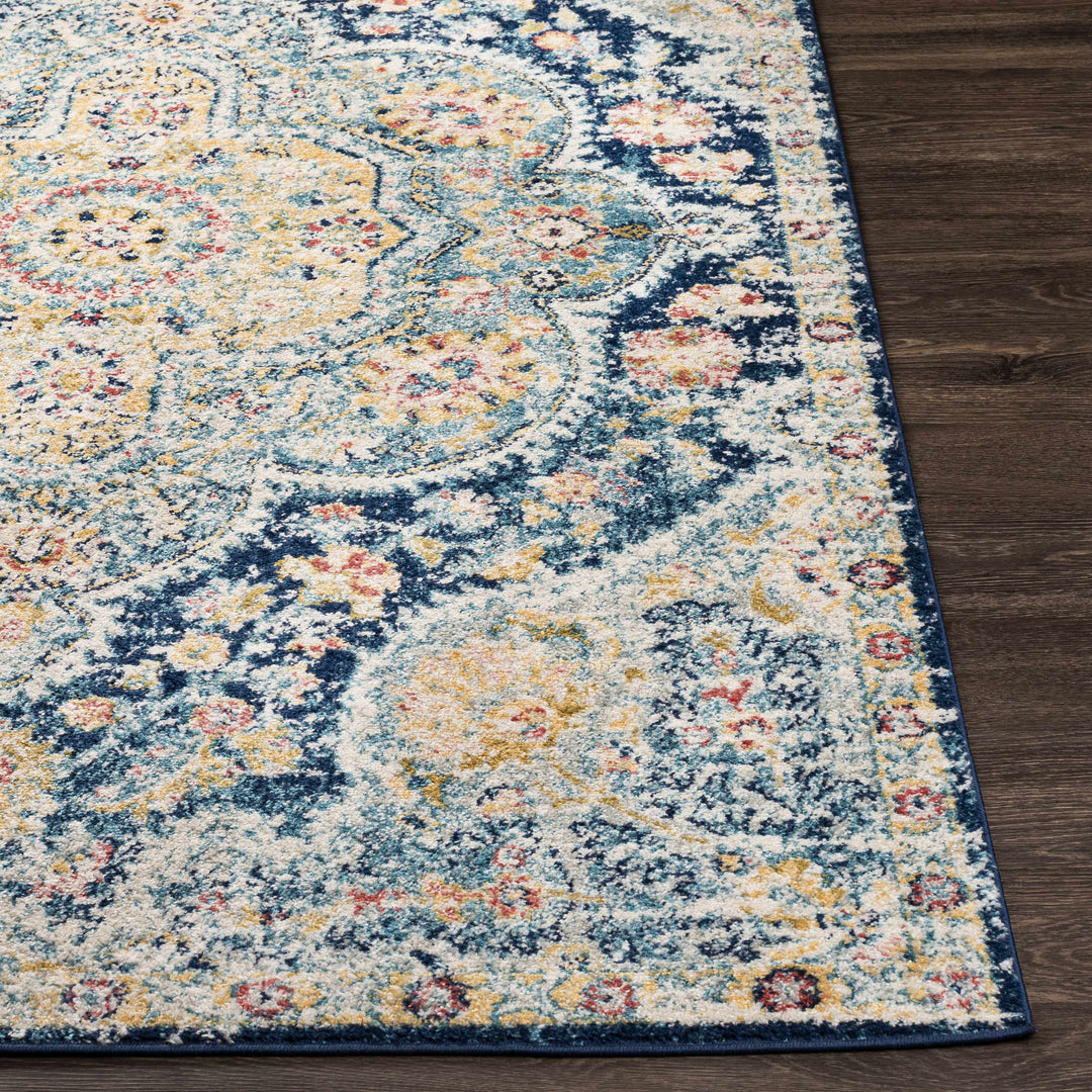 Mallacoota Traditional Medallion Design Blue Area Rug
