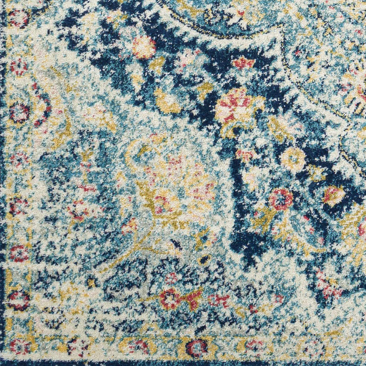 Mallacoota Traditional Medallion Design Blue Area Rug