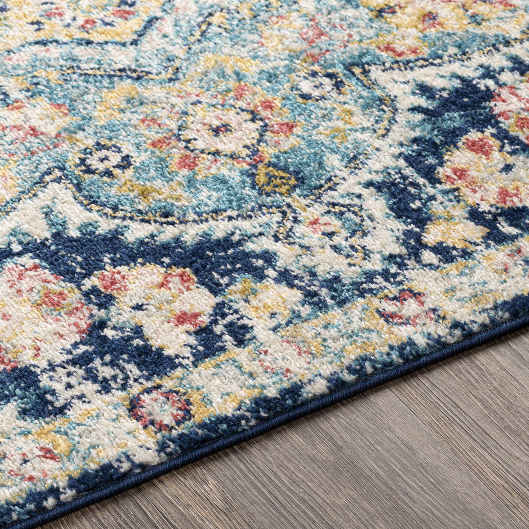 Mallacoota Traditional Medallion Design Blue Area Rug