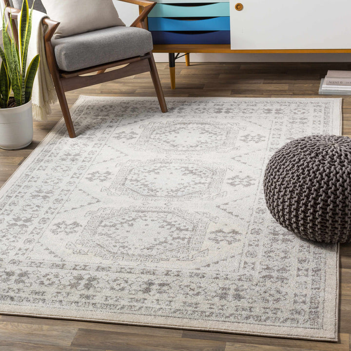 Moundsville Traditional Style Ivory And Gray Area Rug