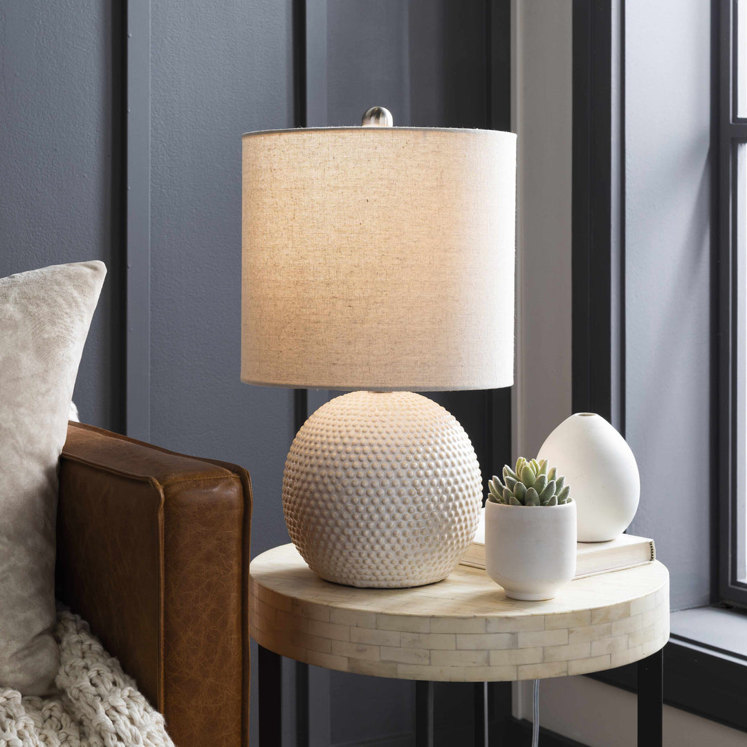 Manaloal Beige Textured Ceramic Table Lamp – Traditional Accent Light