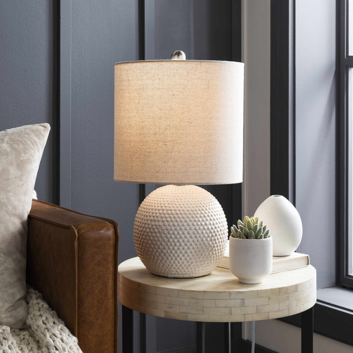 Manaloal Beige Textured Ceramic Table Lamp – Traditional Accent Light