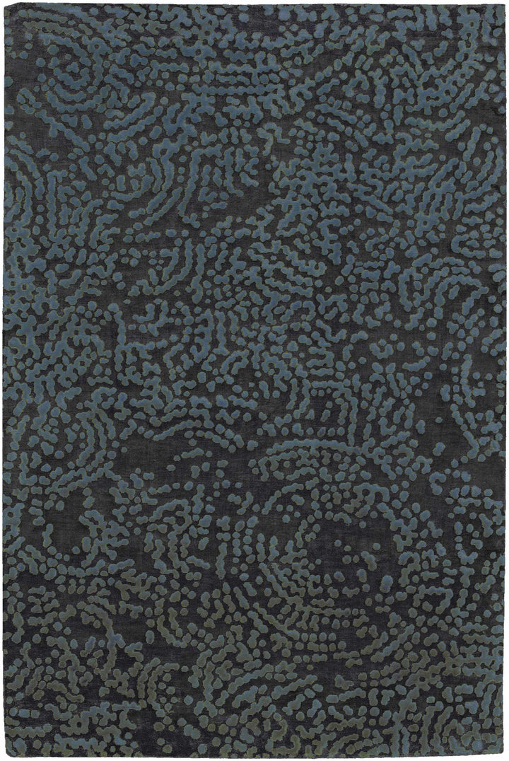Minneapolis Modern Abstract Black And Gray Hand Knotted Wool Rug