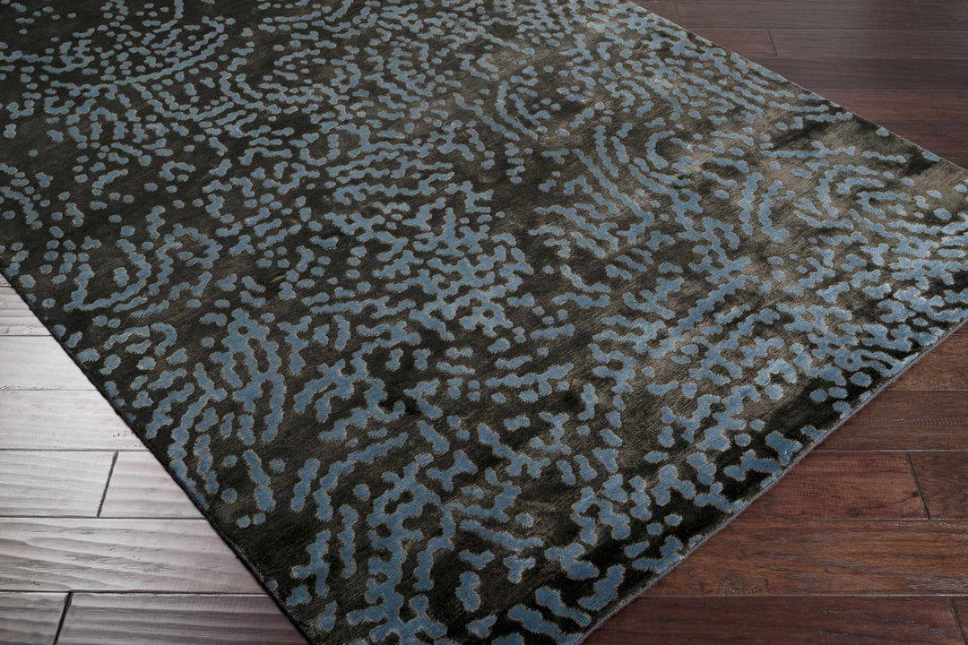 Minneapolis Modern Abstract Black And Gray Hand Knotted Wool Rug