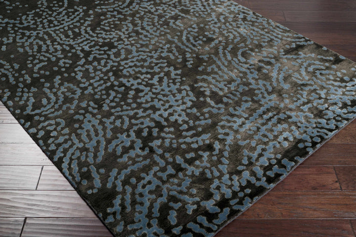 Minneapolis Modern Abstract Black And Gray Hand Knotted Wool Rug