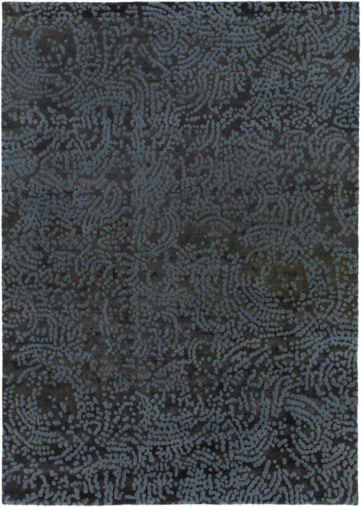 Minneapolis Modern Abstract Black And Gray Hand Knotted Wool Rug