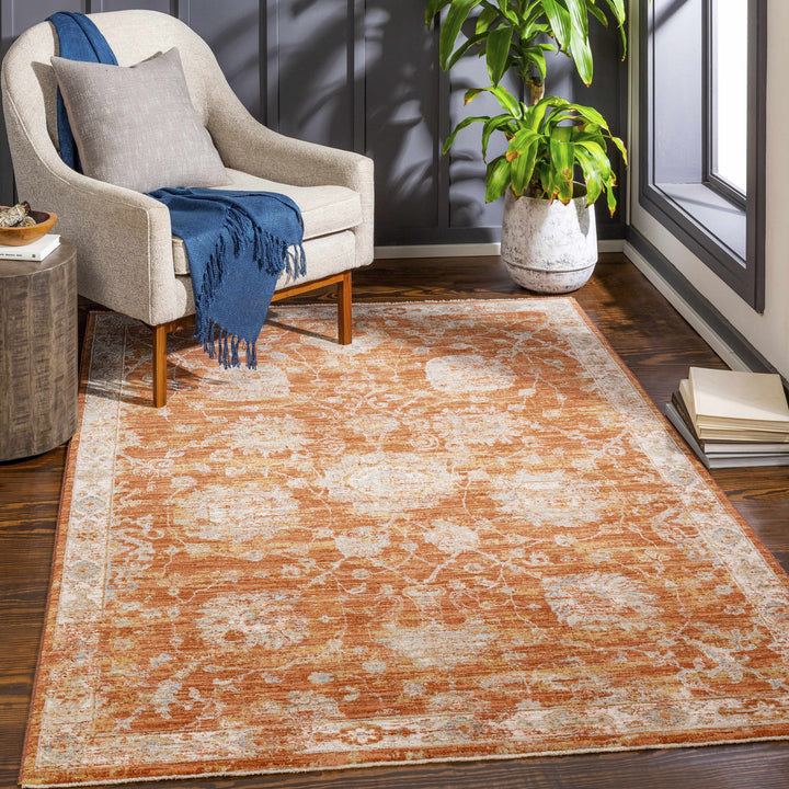 Manawan Traditional Area Rug – Cream, Rust & Olive