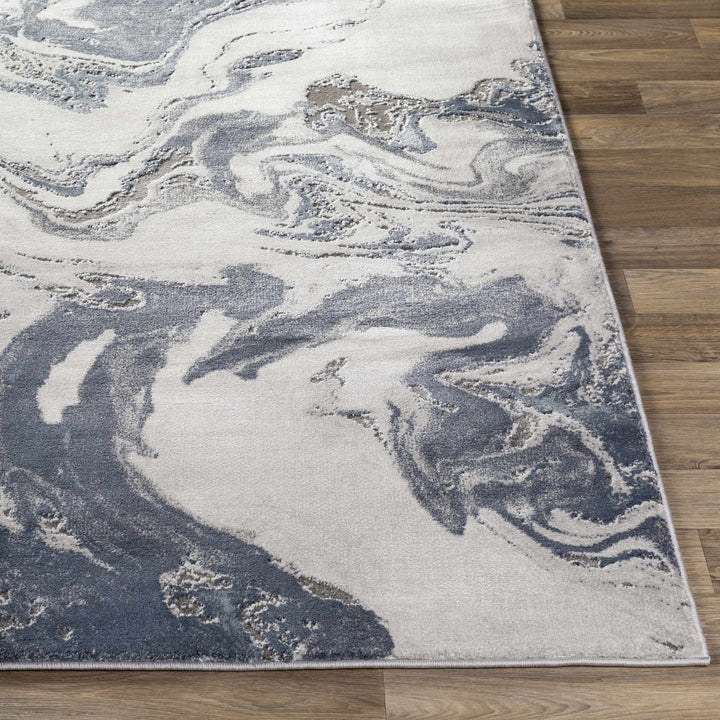 Moana Ivory And Blue Modern Abstract Design Area Rug - The Rug Decor