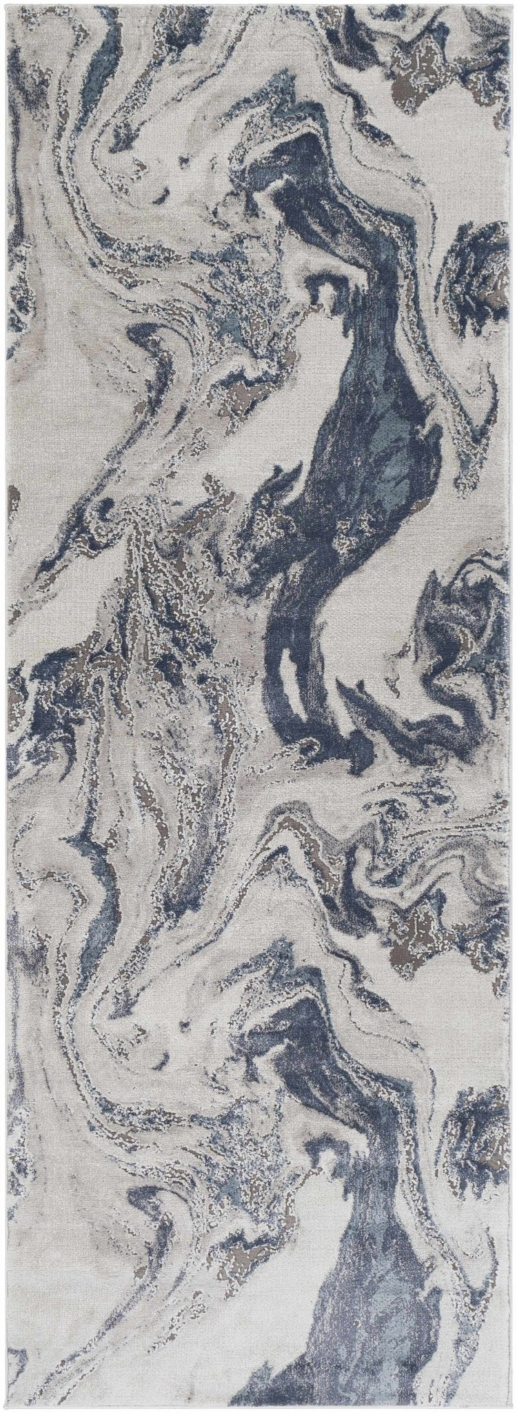 Moana Ivory And Blue Modern Abstract Design Area Rug - The Rug Decor