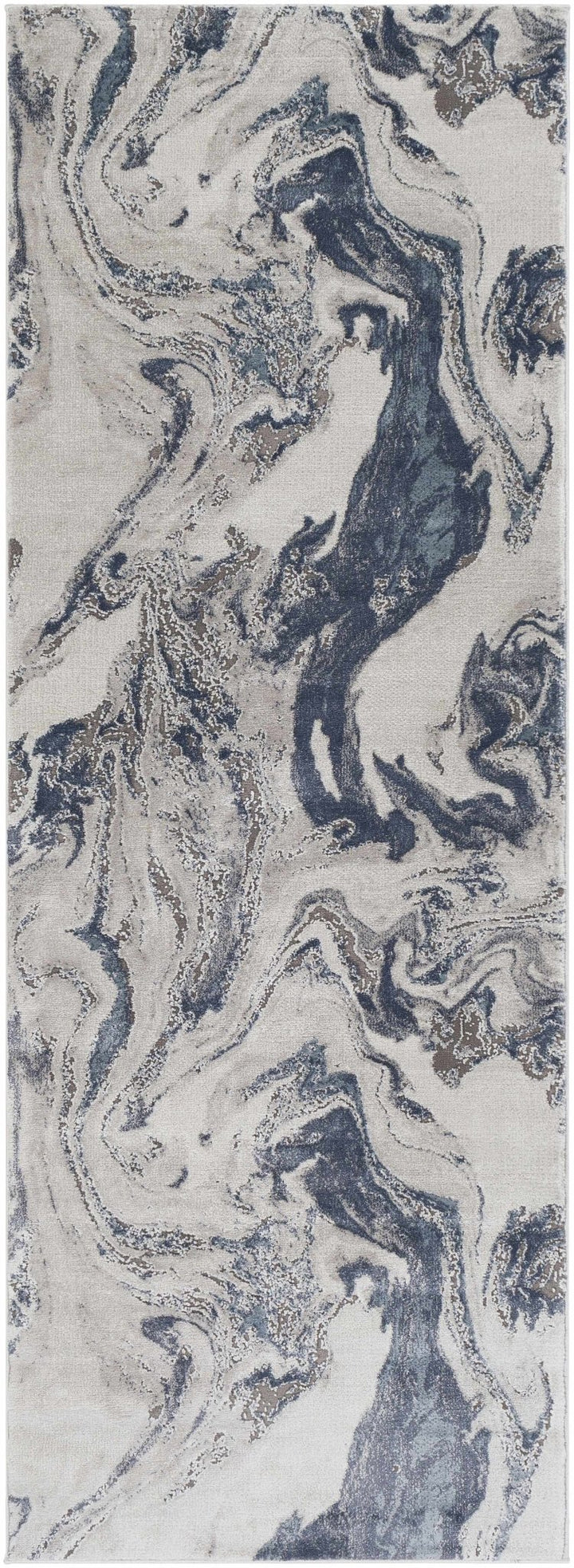 Moana Ivory And Blue Modern Abstract Design Area Rug - The Rug Decor