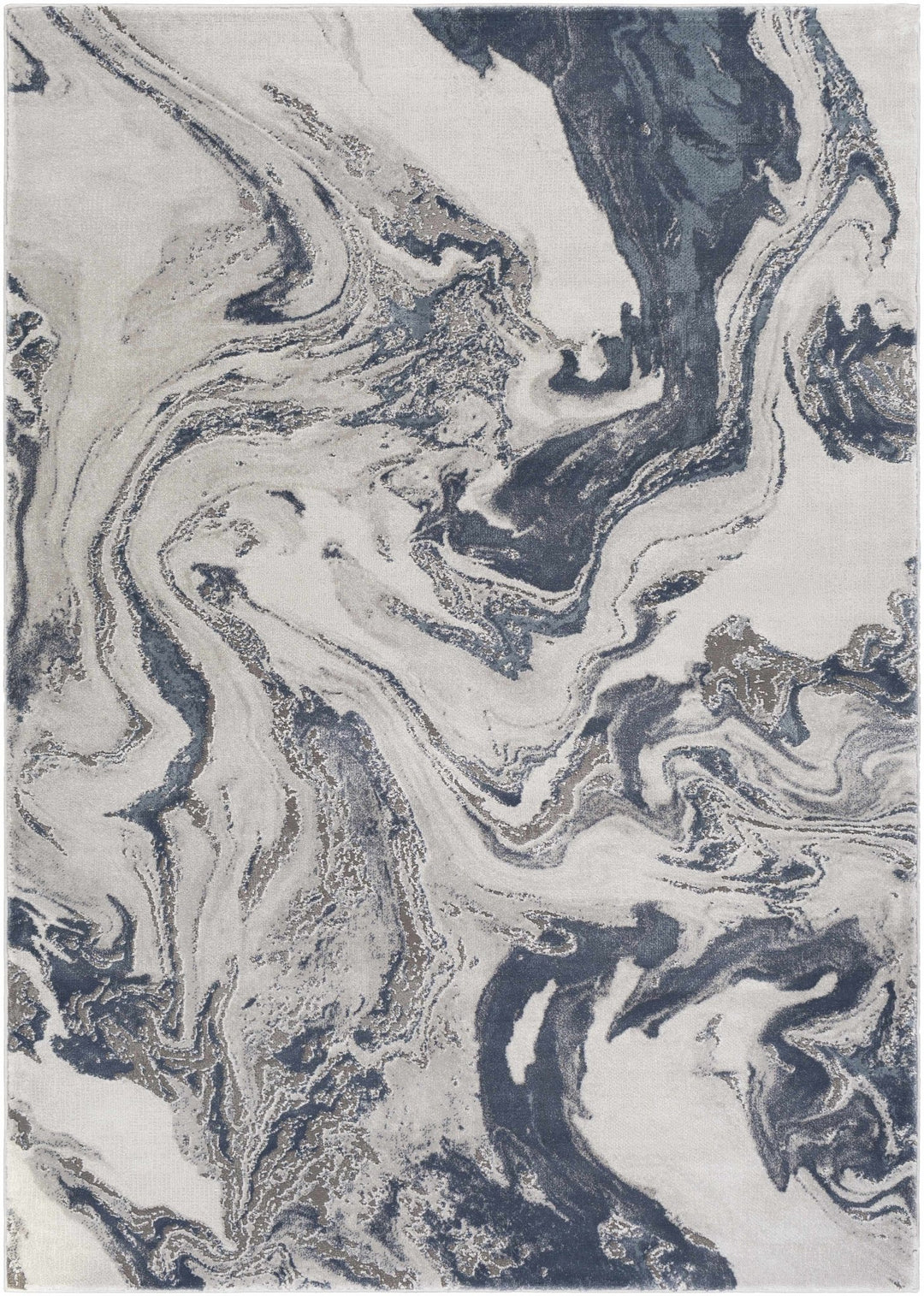 Moana Ivory And Blue Modern Abstract Design Area Rug - The Rug Decor