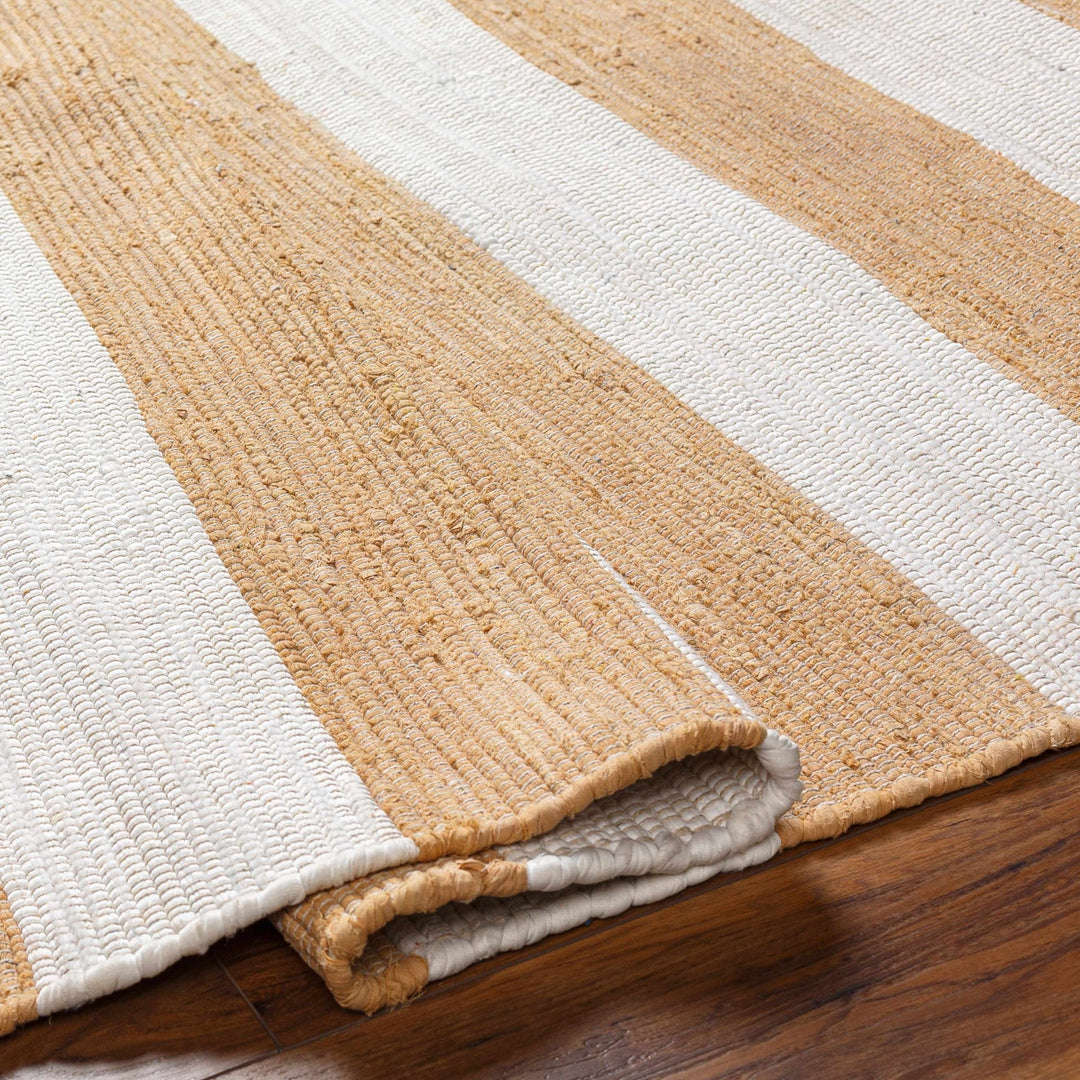Moby Modern Stripes Camel And Ivory Area Rug - The Rug Decor