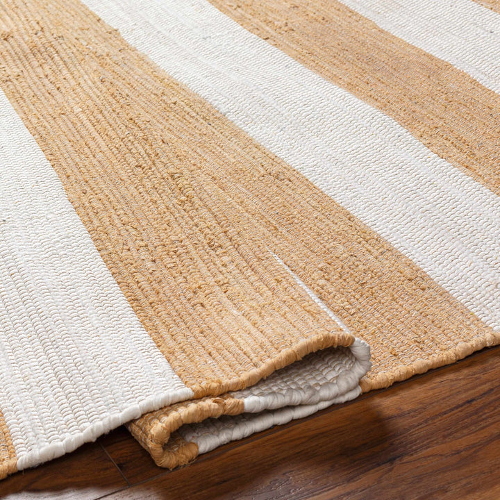 Moby Modern Stripes Camel And Ivory Area Rug - The Rug Decor
