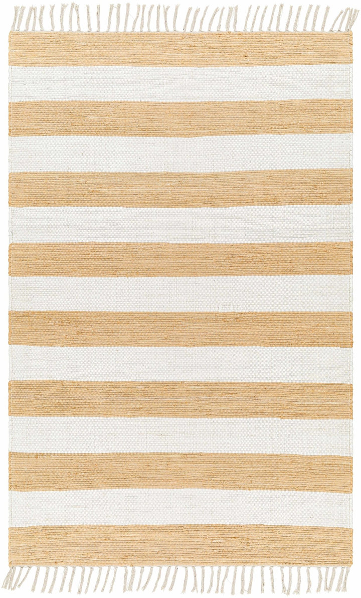 Moby Modern Stripes Camel And Ivory Area Rug - The Rug Decor