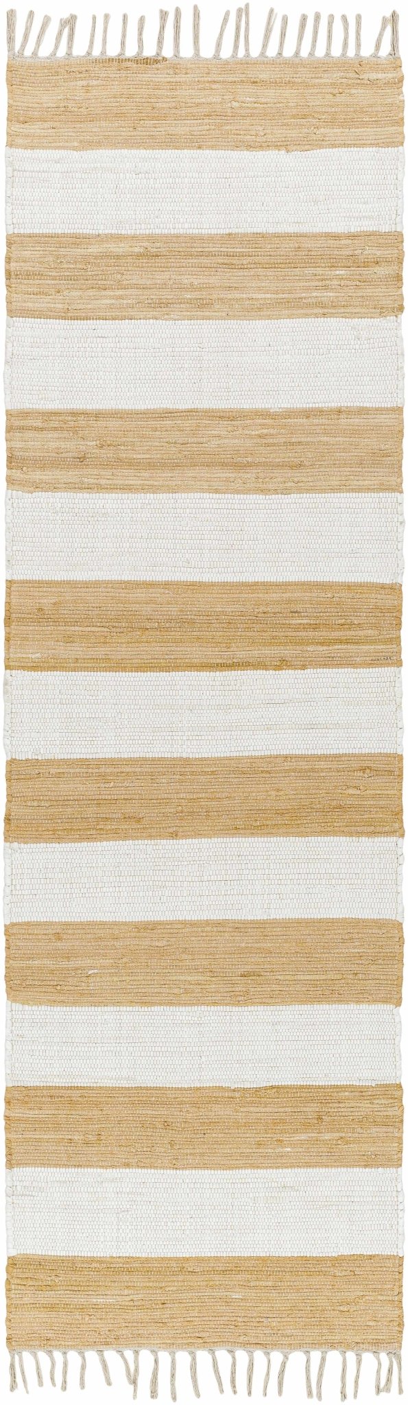 Moby Modern Stripes Camel And Ivory Area Rug - The Rug Decor