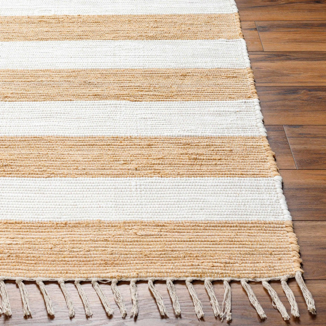 Moby Modern Stripes Camel And Ivory Area Rug - The Rug Decor