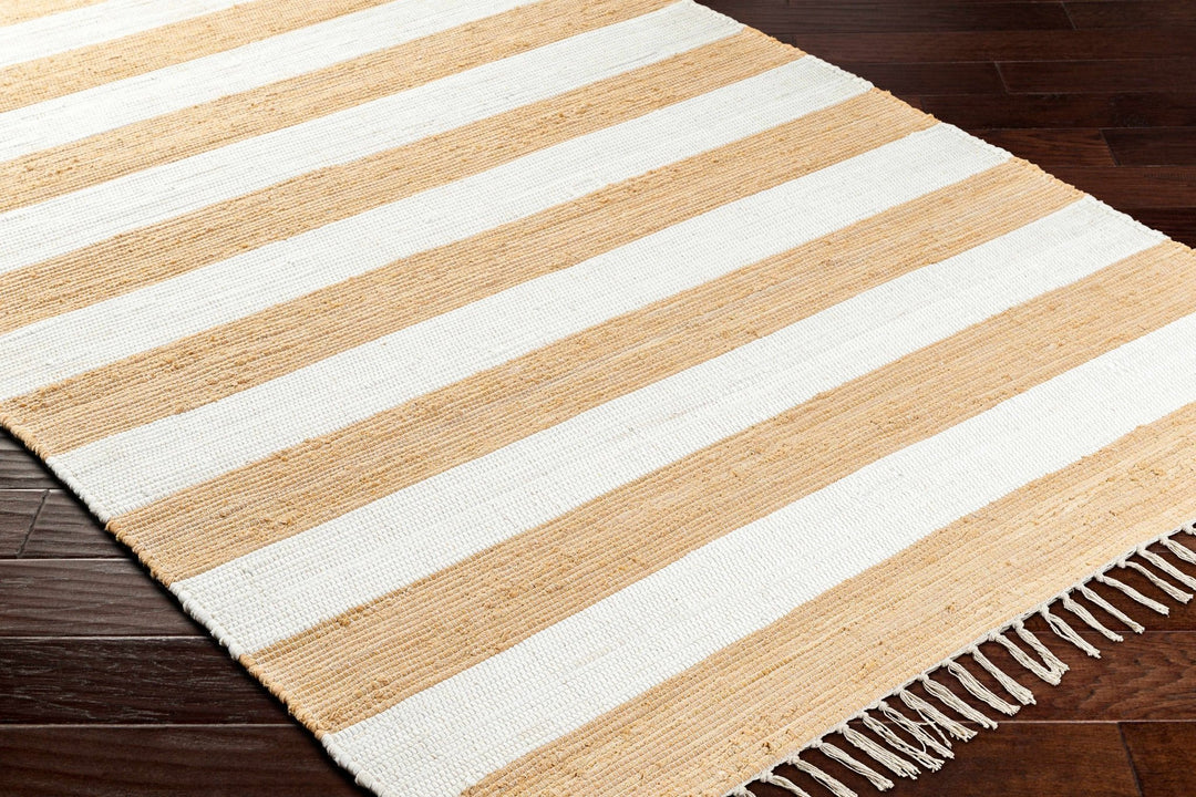 Moby Modern Stripes Camel And Ivory Area Rug - The Rug Decor