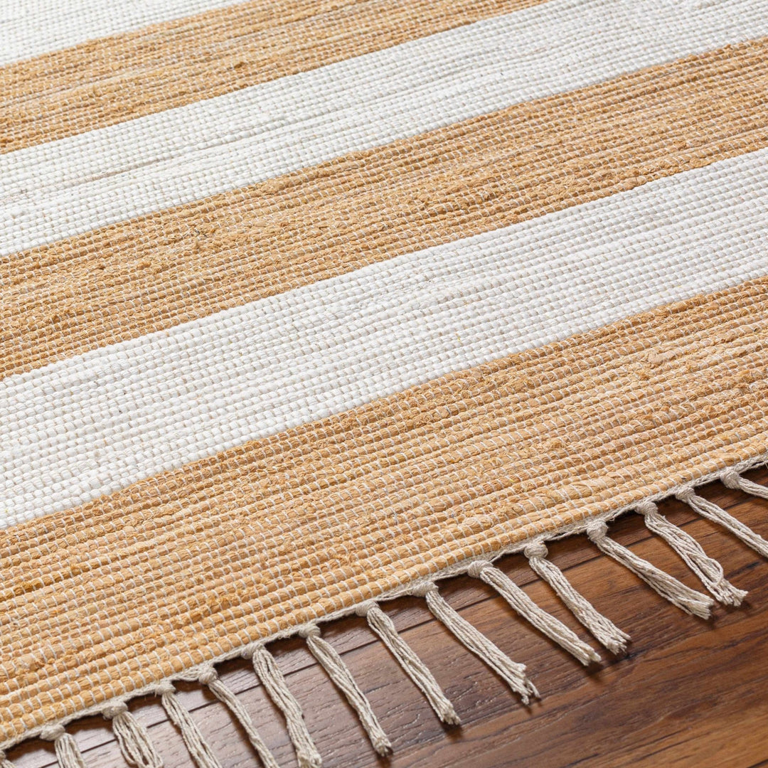 Moby Modern Stripes Camel And Ivory Area Rug - The Rug Decor