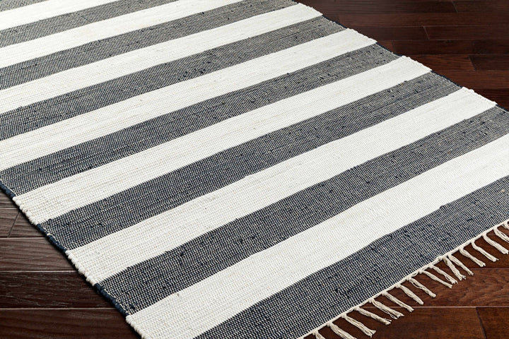 Moby Modern Stripes Charcoal And White Area Rug - The Rug Decor