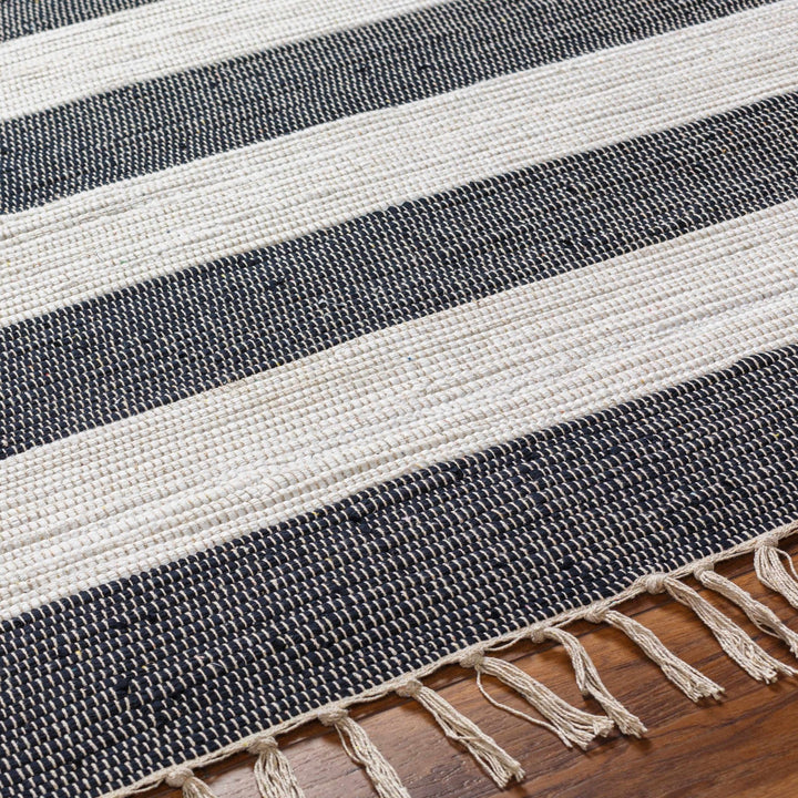 Moby Modern Stripes Charcoal And White Area Rug - The Rug Decor