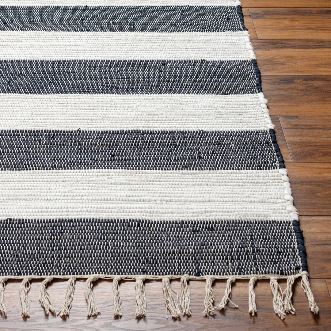 Moby Modern Stripes Charcoal And White Area Rug - The Rug Decor
