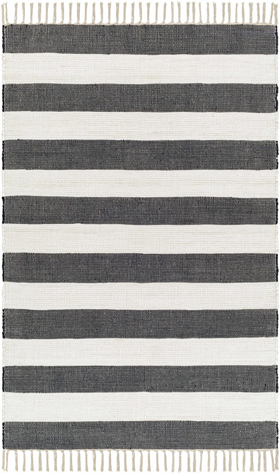 Moby Modern Stripes Charcoal And White Area Rug - The Rug Decor