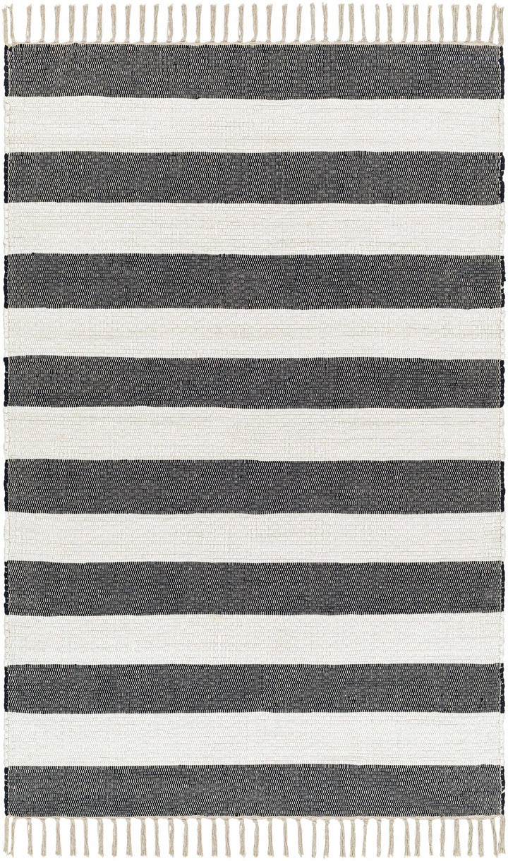 Moby Modern Stripes Charcoal And White Area Rug - The Rug Decor