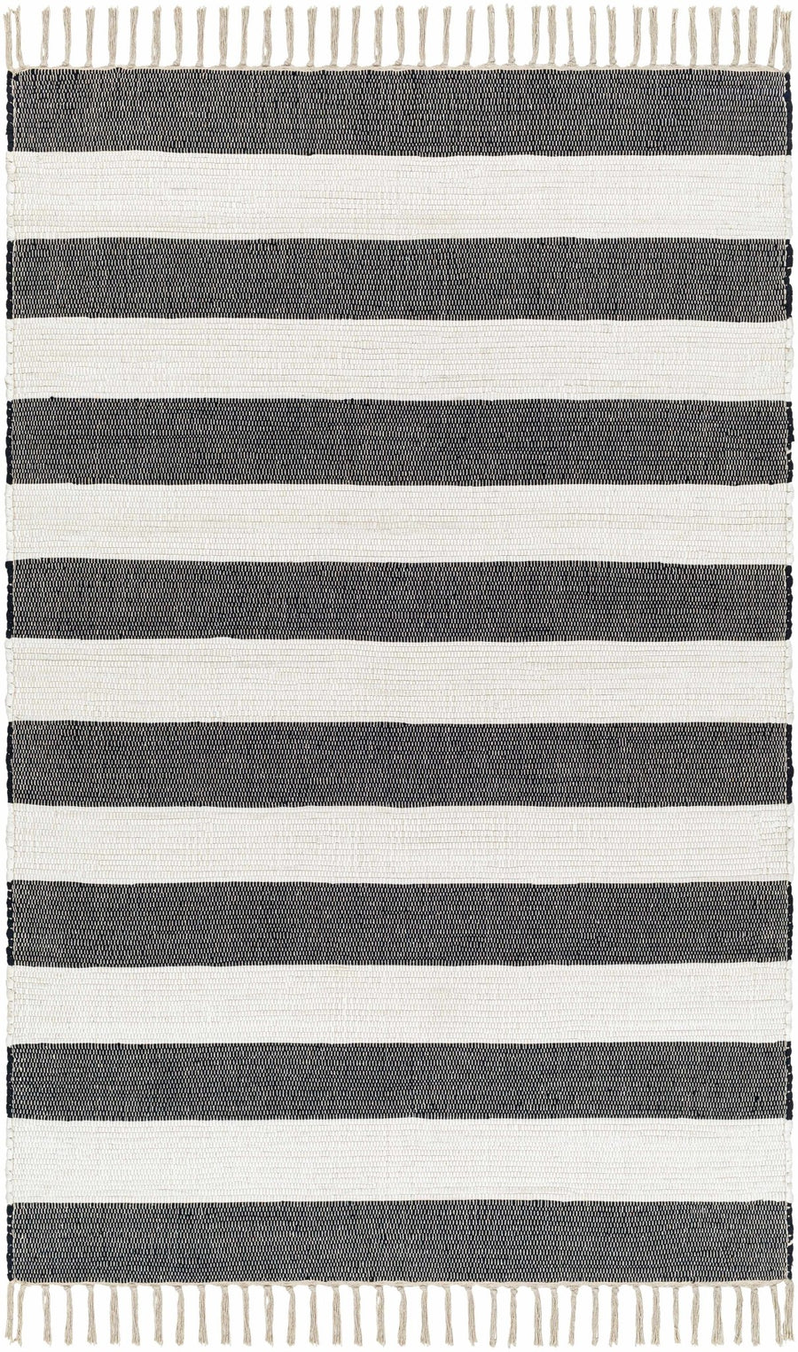 Moby Modern Stripes Charcoal And White Area Rug - The Rug Decor