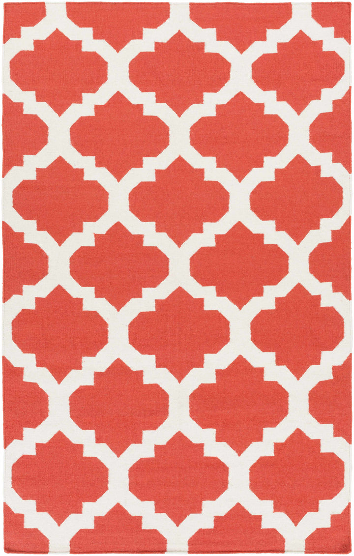 Moccasin Modern Geometrical Design Rust And Ivory Hand Woven Area Rug
