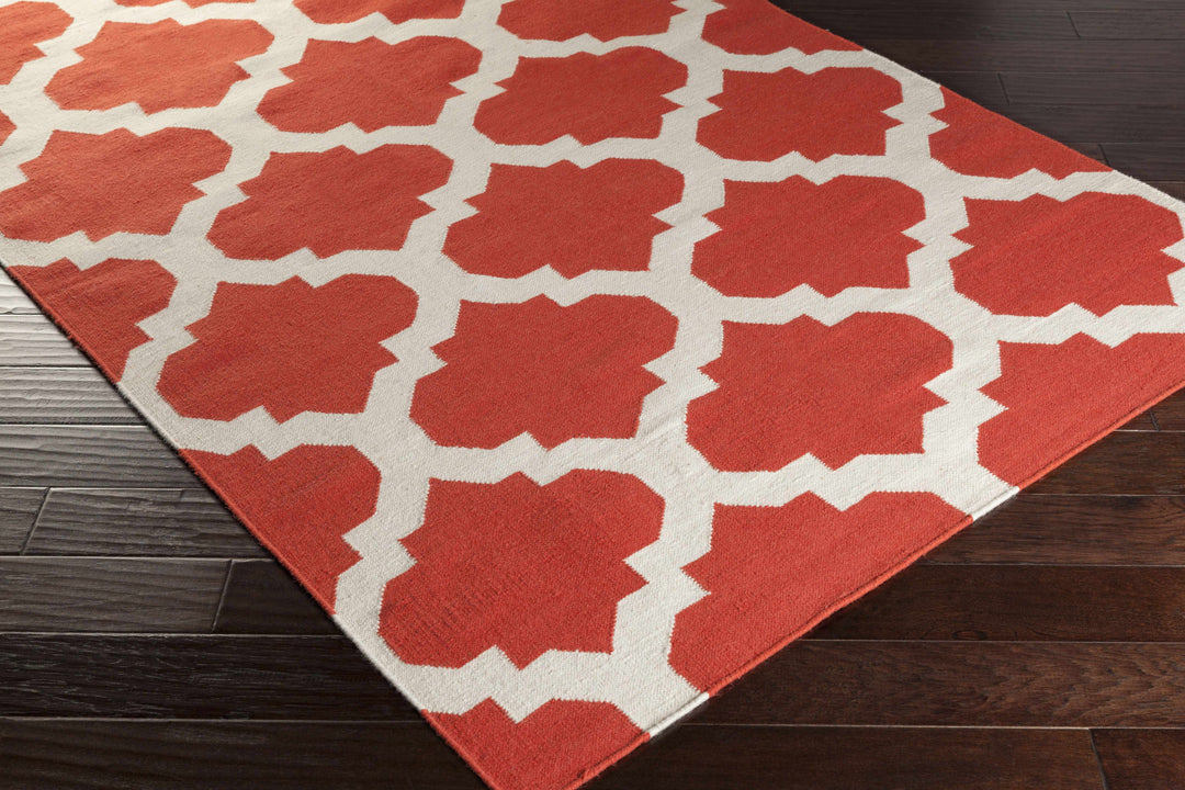 Moccasin Modern Geometrical Design Rust And Ivory Hand Woven Area Rug