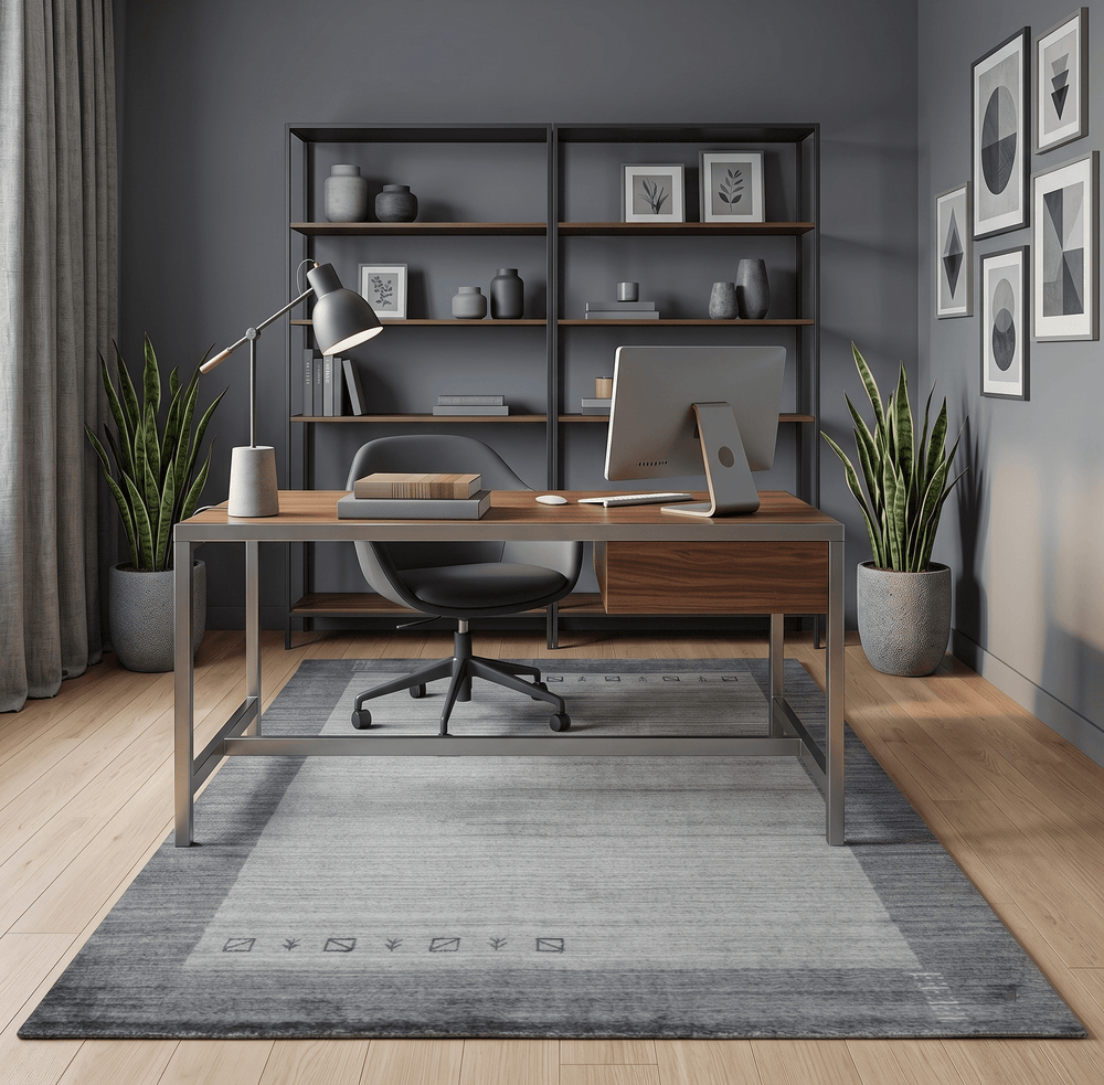 Modern 5x6.5 Gray and Silver Blended Wool Hand Woven Area Rug - The Rug Decor