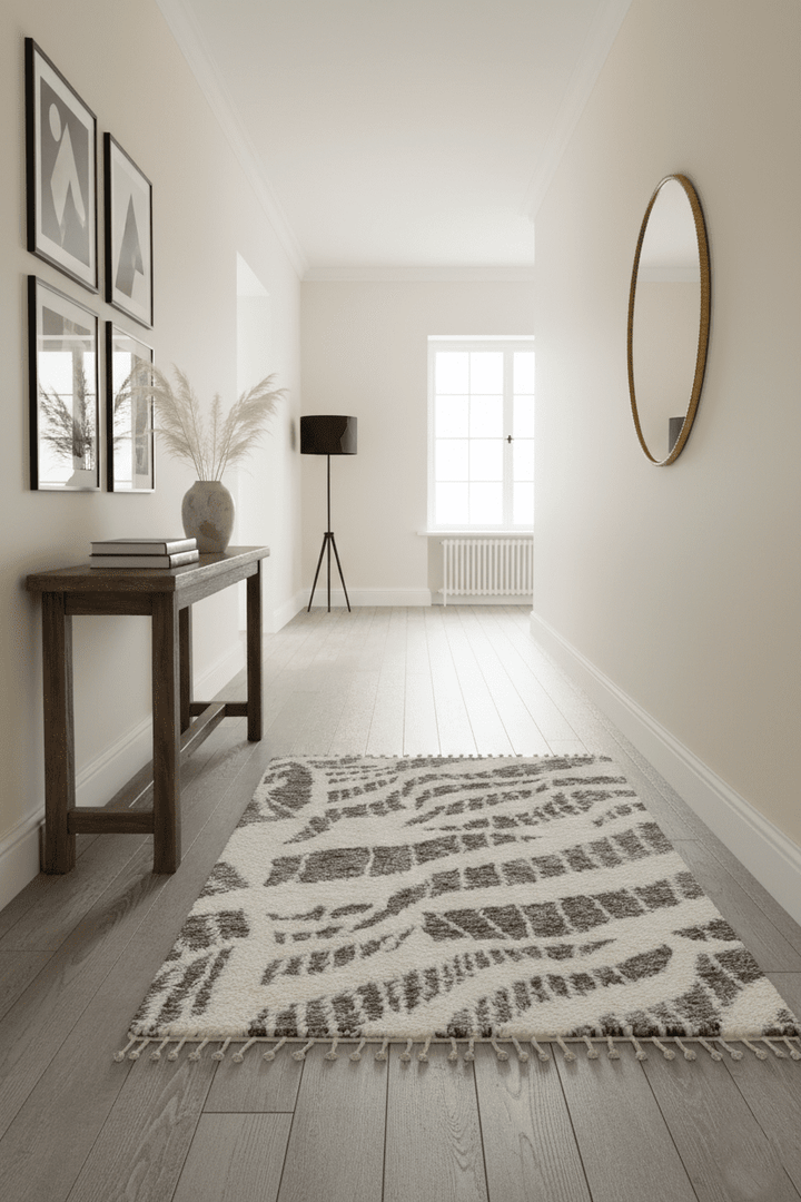 Modern Abstract 5x8 Ivory and Charcoal Texture Moroccan Style Plush Pile wool Rug - The Rug Decor